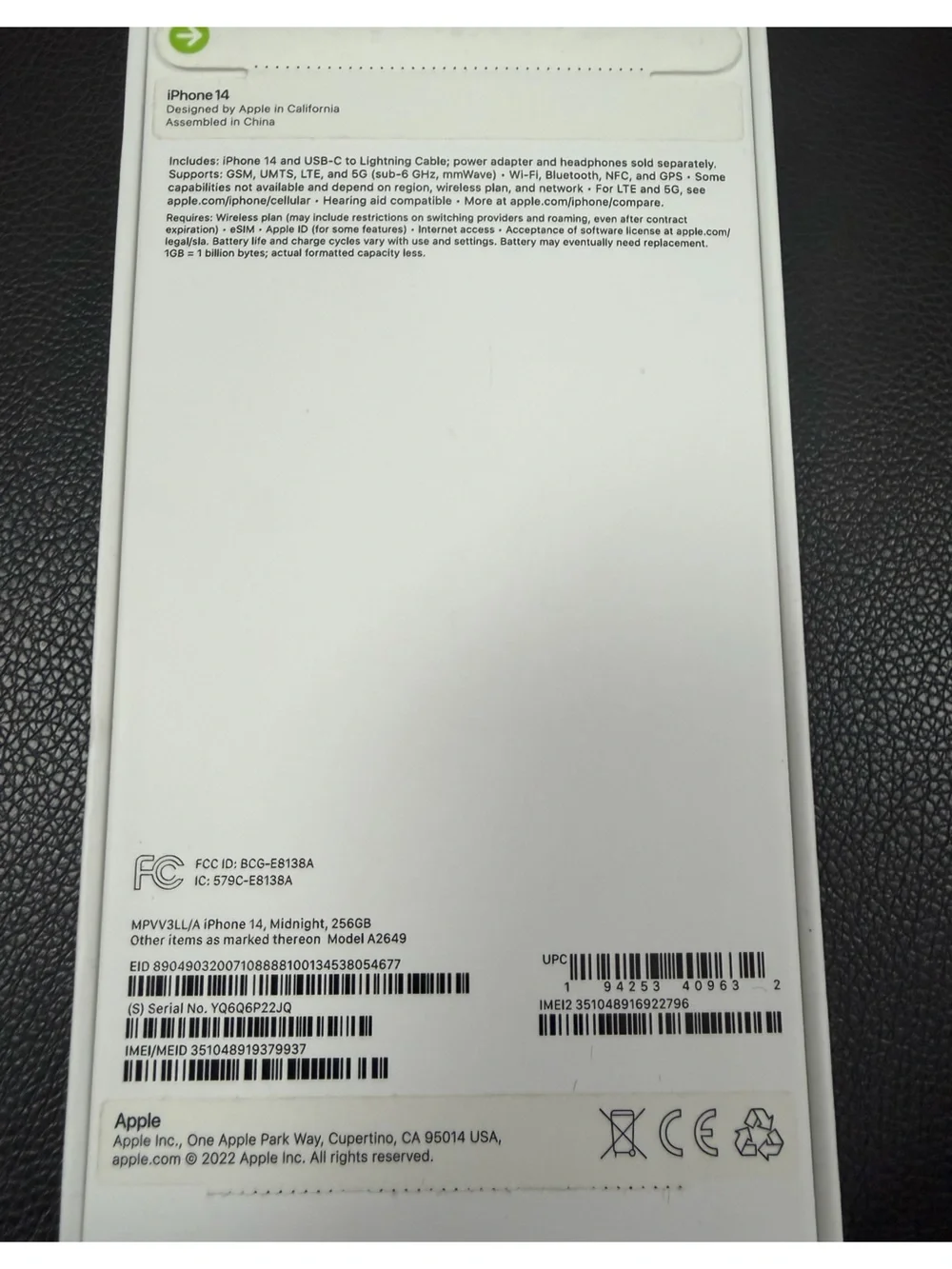 APPLE IPHONE 14 - 256GB - MIDNIGHT CLEAN - TMOBILE ONLY - GREAT CONDITION